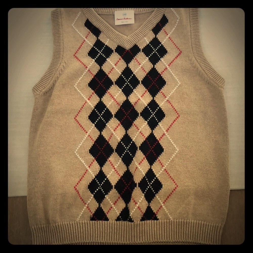 Hanna Andersson V-neck argyle sweater size 8-10